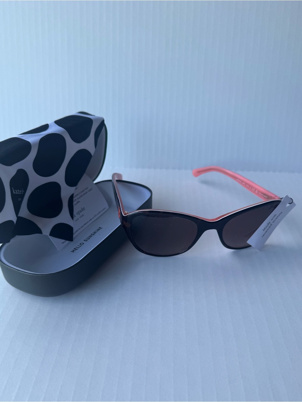 Kate Spade Black Frame Sunglasses with Coral Temples